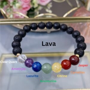 Natural Lava Seven Chkra Bracelet High Quality